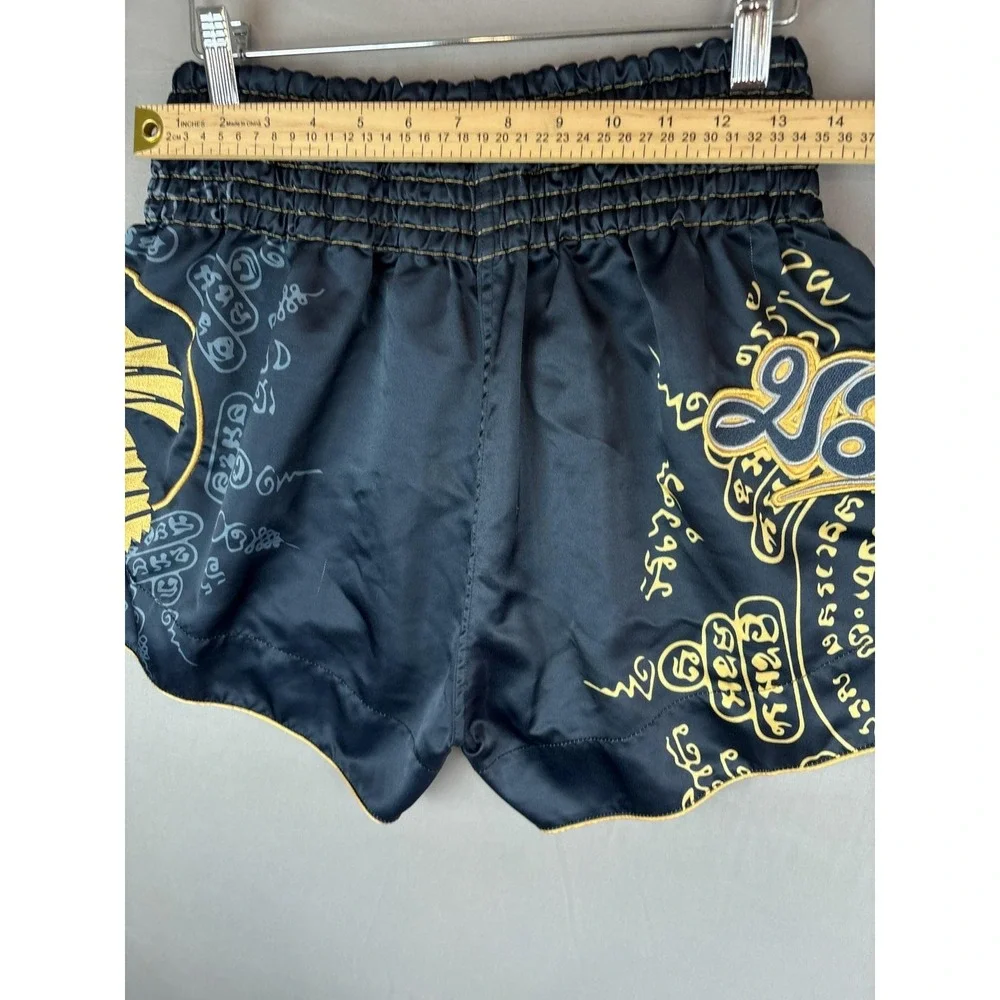 Hayabusa MMA Boxing Shorts Mens Medium Black Gold 3.5" Inseam Muay Thai - Picture 8 of 10